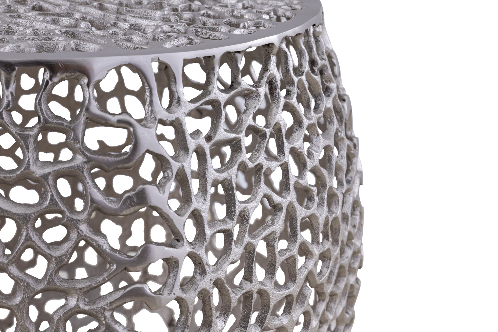 Azriel Aluminum Mesh Side Table, Silver