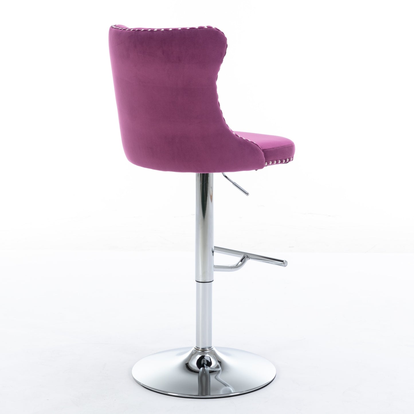 Prudence Velvet Adjustable Height Bar Stools Set of 2 Purple