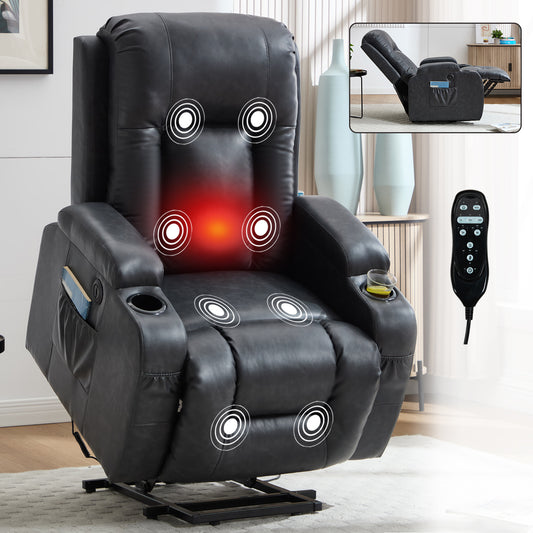 Dark Grey PU Linfinite Position Up to 350 LBS Power Lift Recliner Chair for Elderly - Gray - primary color shot