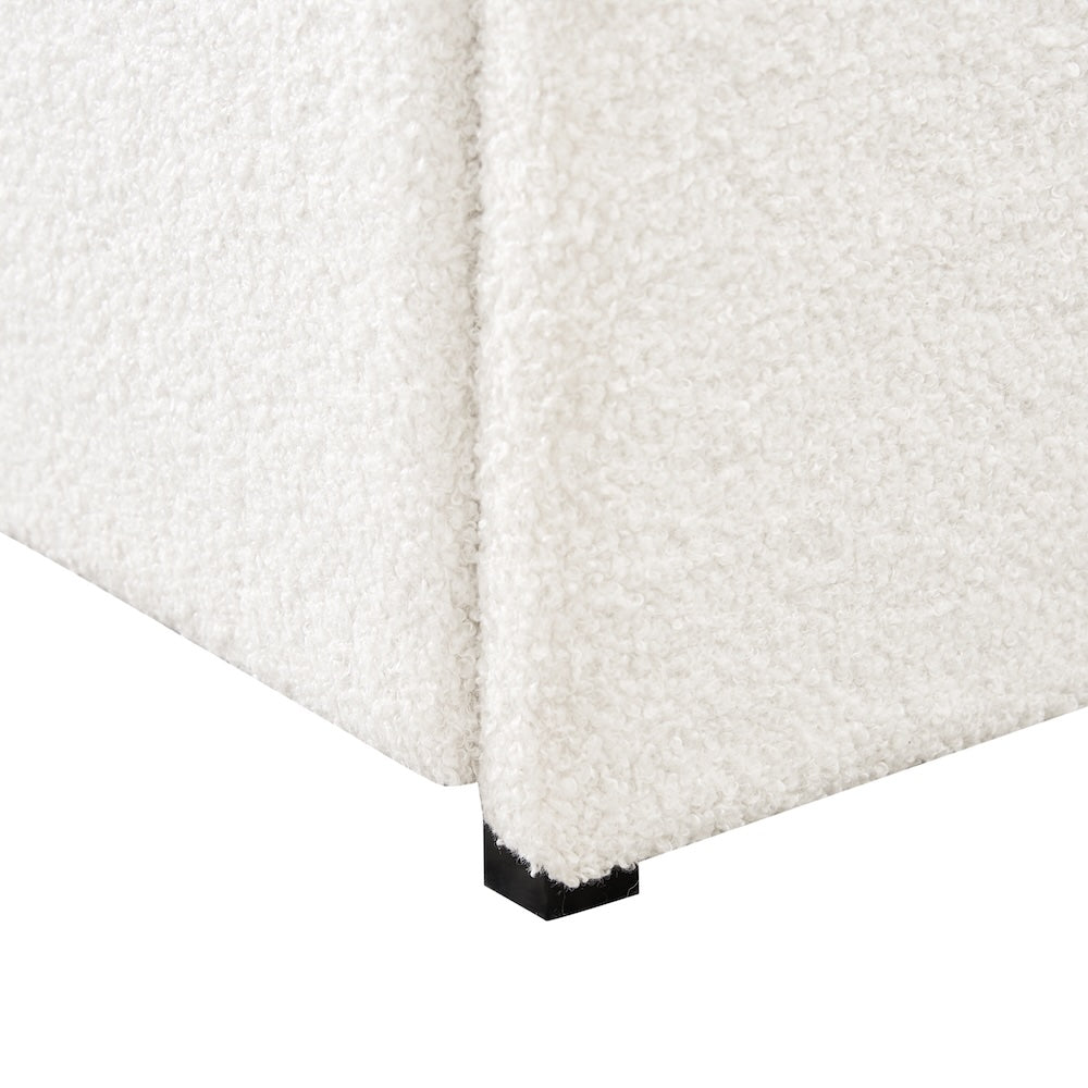 Lunara 4-Drawer Ivory Bouclé Upholstered Queen Platform Bed