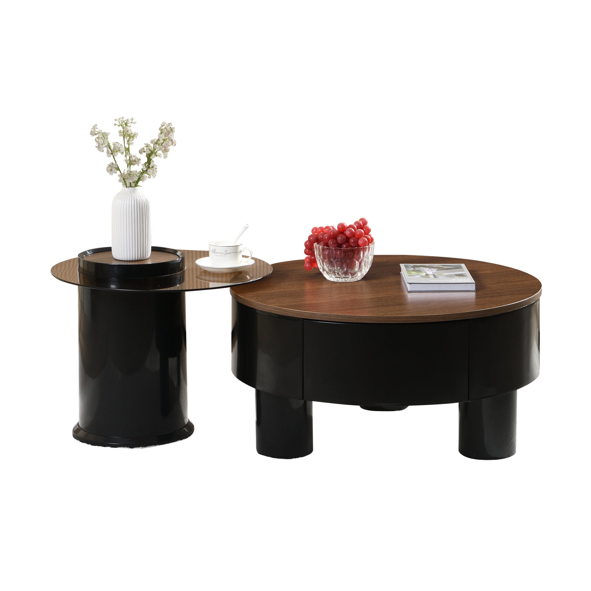 Black & Brown Melamine,plastic Nesting Tables with Black Legs - detail view 4