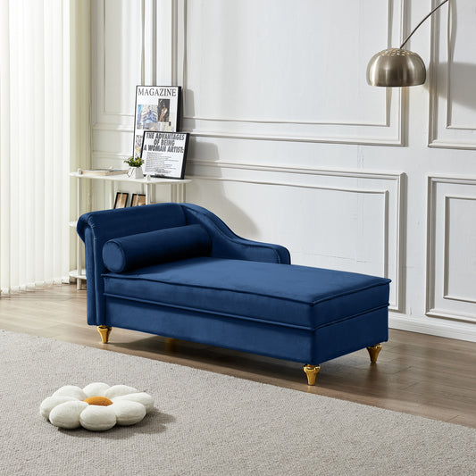 Modern Upholstery Chaise Lounge Chair with Storage Velvet (navy Blue) - primary color shot