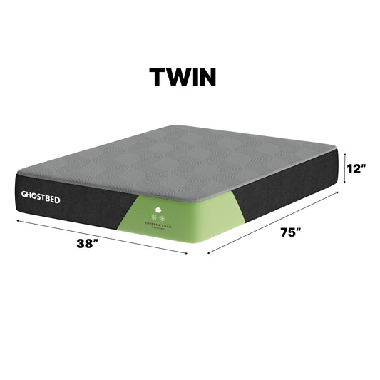 Ghostbed Supreme 12' Twin Foam Mattress in Grey with Procore Technology and Cooling Gel Memory Foam - detail view 3