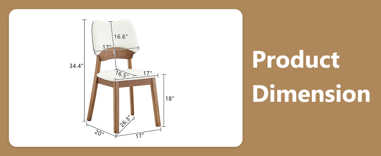 White Wood Dining Chairs with Wood Legs (set of 2) - detail view 7
