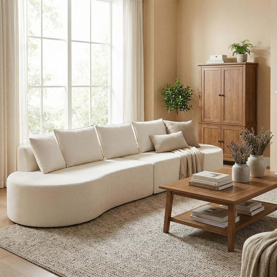 138.6' Modern Curved Modular Sectional Sofa with High-Density Fully Compressed Sponge, 2-Piece Set, Fully Assembled Left/Right Hand Facing, Perfect for Living Room - primary color shot