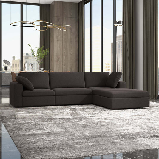 Cecilia Modular Corner Sectional Modern Fabric Sofa Dark Gray Sturdy Design - detail view 2