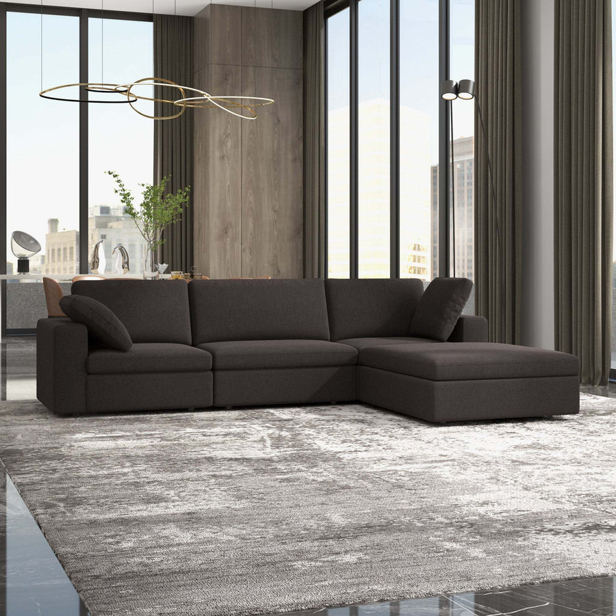 Cecilia Modular Corner Sectional Modern Fabric Sofa Dark Gray Sturdy Design - detail view 2