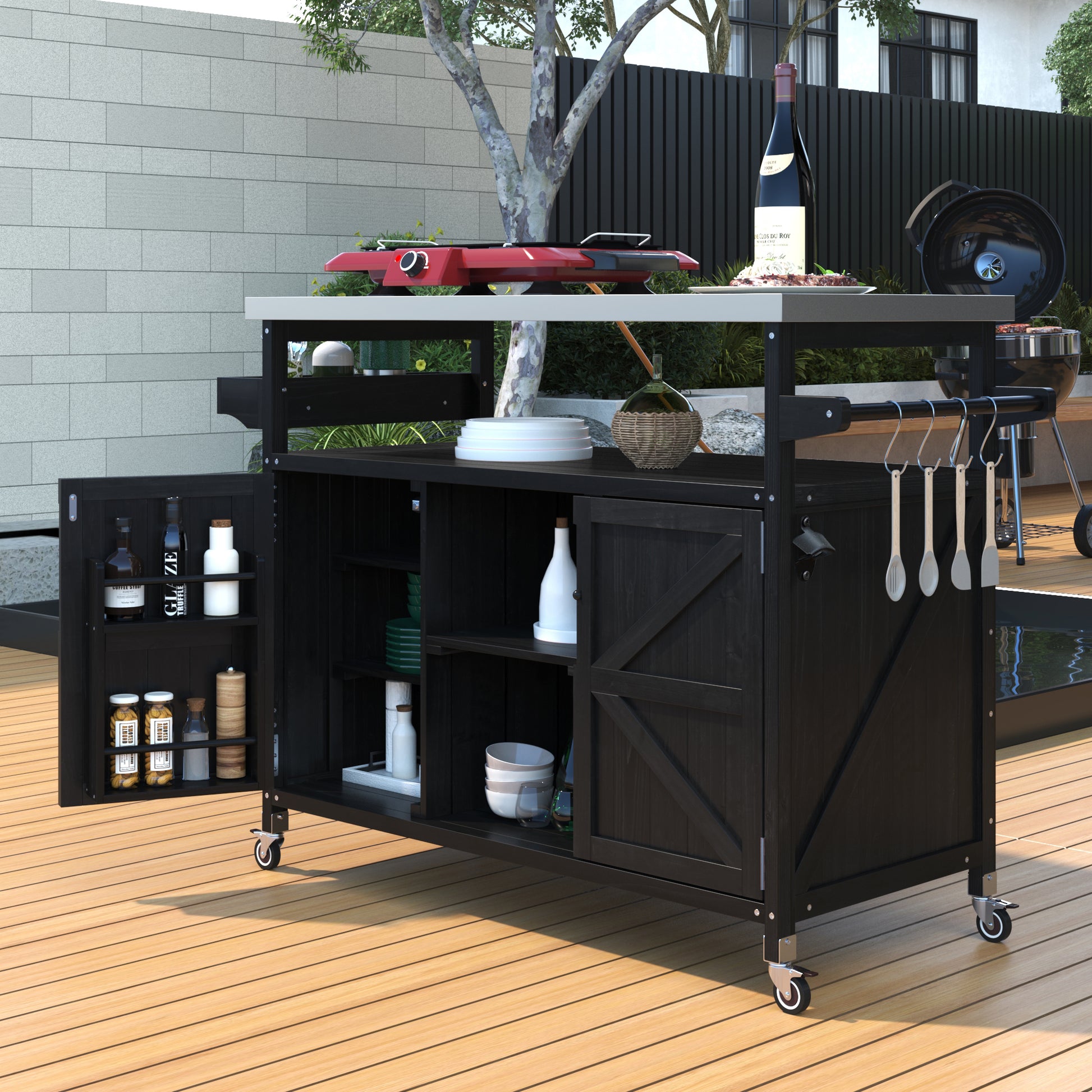 K&k Outdoor Kitchen Island - Black - primary color shot