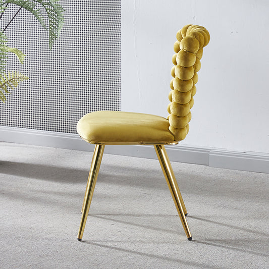 Vivette Modern Upholstered Side Chairs with Golden Metal Legs Set of 2 Yellow
