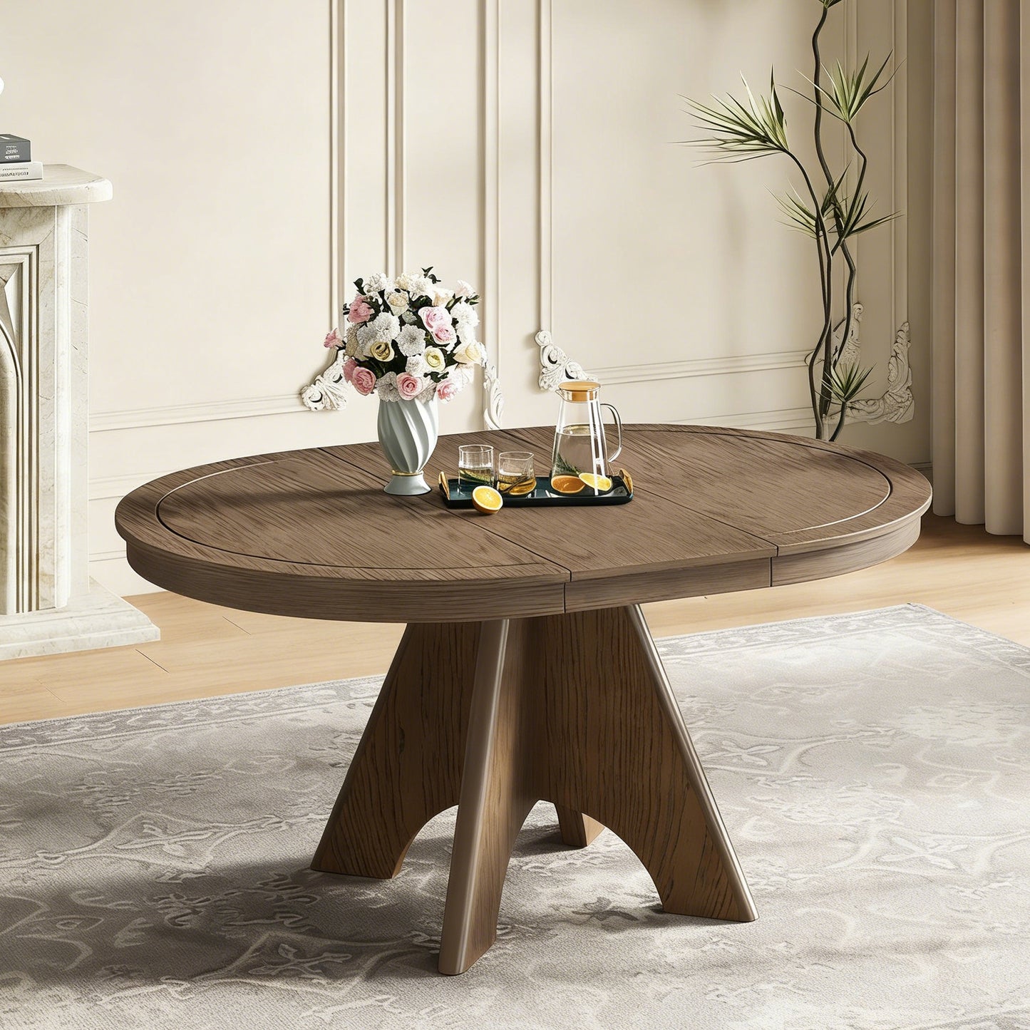 TREXM Vintage Extendable Dining Table for 4-6 - Espresso - primary color shot