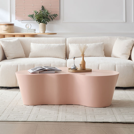50" Unique Shape Coffee Table Sturdy Fiberglass Tea Table - Pink - detail view 2