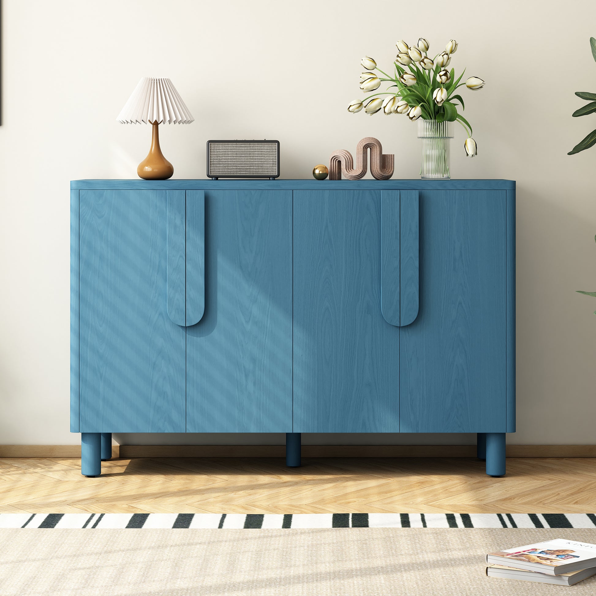 TREXM 4-Door Buffet Cabinet with Storage - Navy - detail view 2