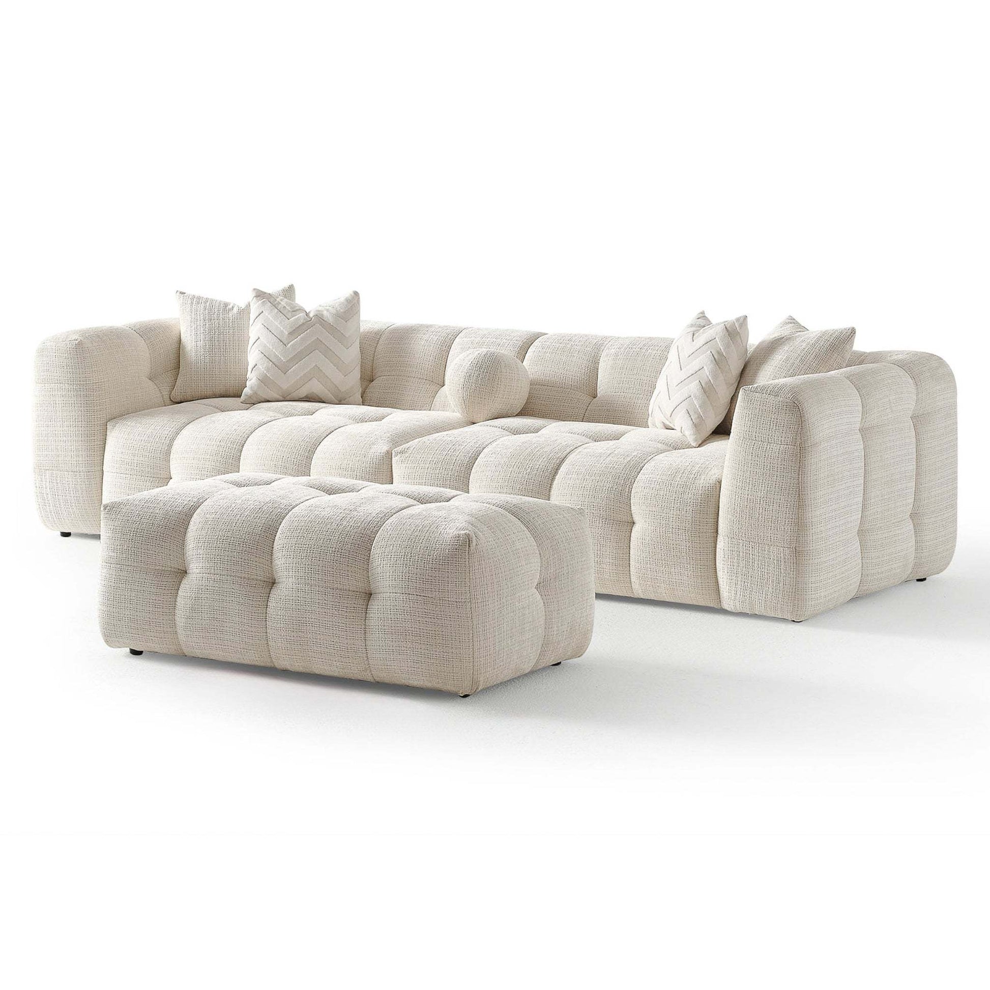 Alana Tufted Ivory Chenille Modular Sectional Sofa with Reconfigurable Layouts and Soft Upholstery - detail view 7