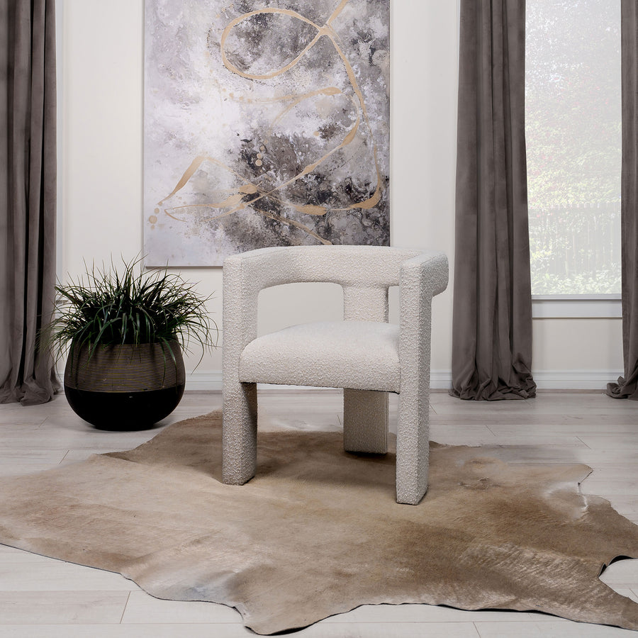 Petra Boucle Upholstered Accent Side Chair - White