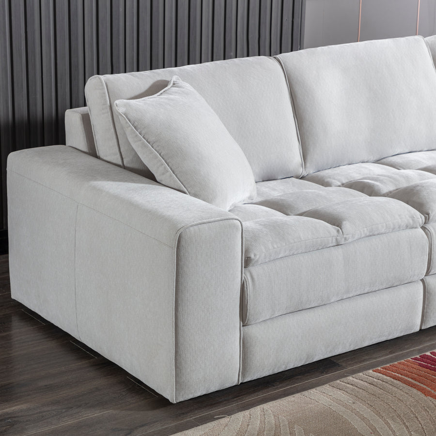 Breton Contemporary Fabric Tufted 5 Piece Modular Sectional Sofa, Oyster - primary image