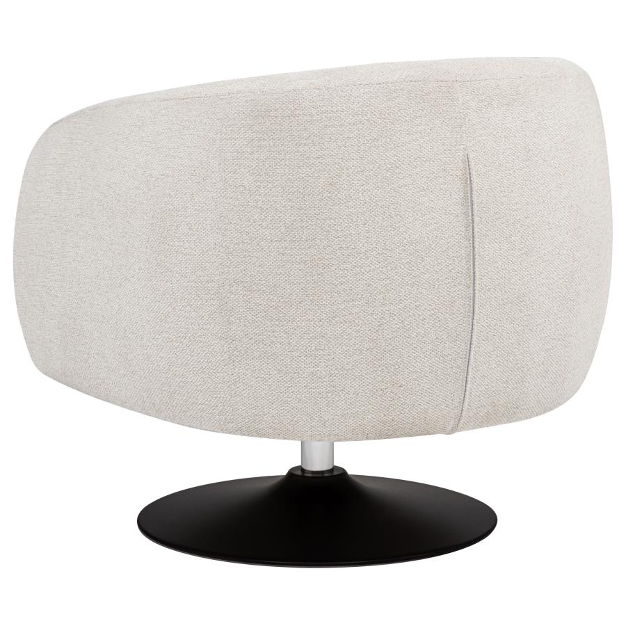 Dave Upholstered Swivel Accent Chair Beige and Matte Black
