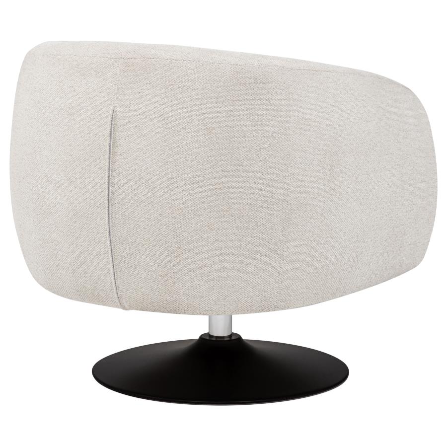 Dave Upholstered Swivel Accent Chair Beige and Matte Black
