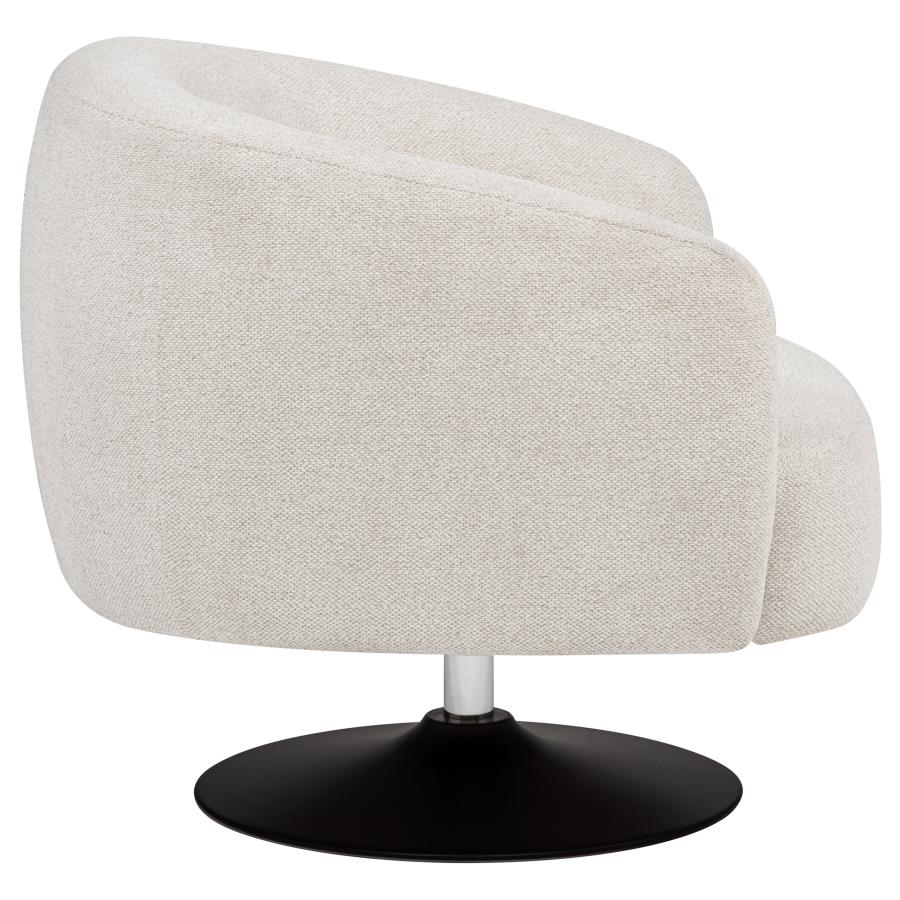 Dave Upholstered Swivel Accent Chair Beige and Matte Black