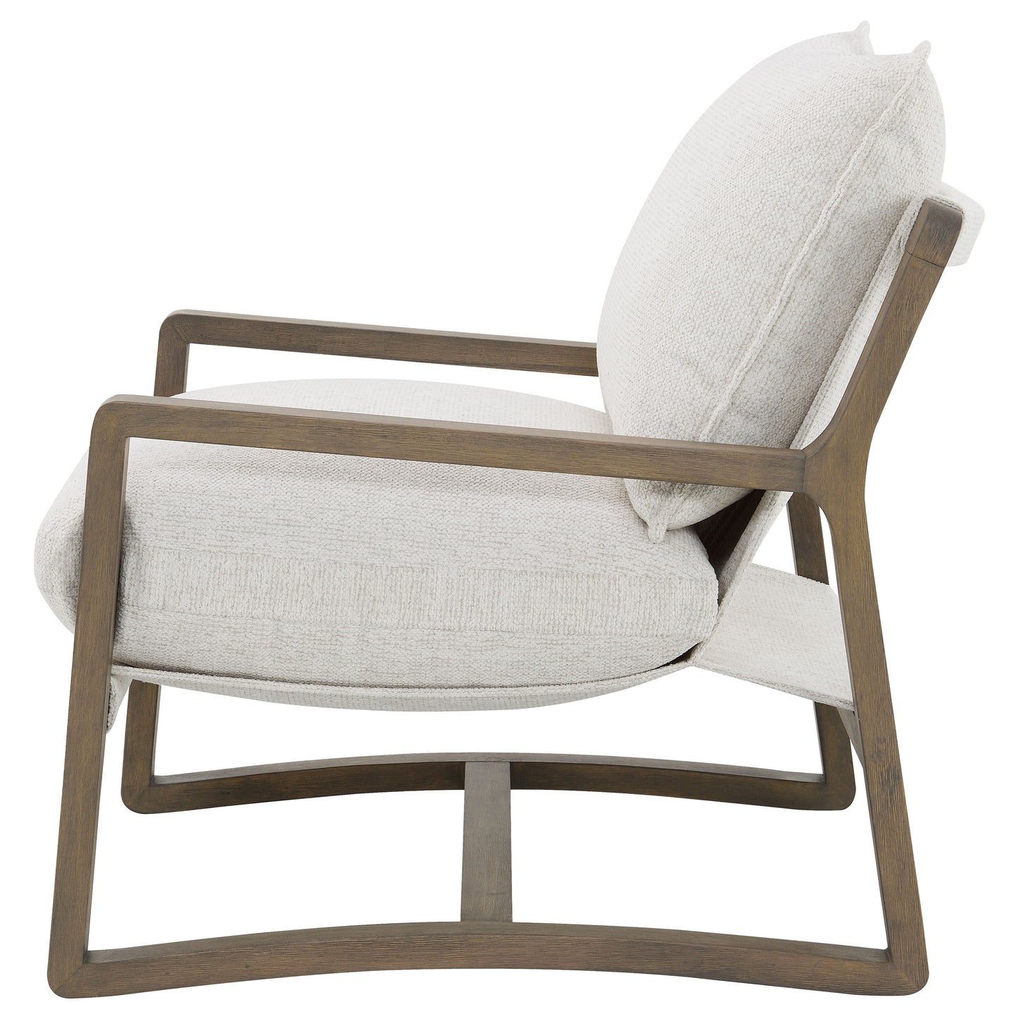 Geneva Boucle Upholstered Wooden Arm Chair, SAnd