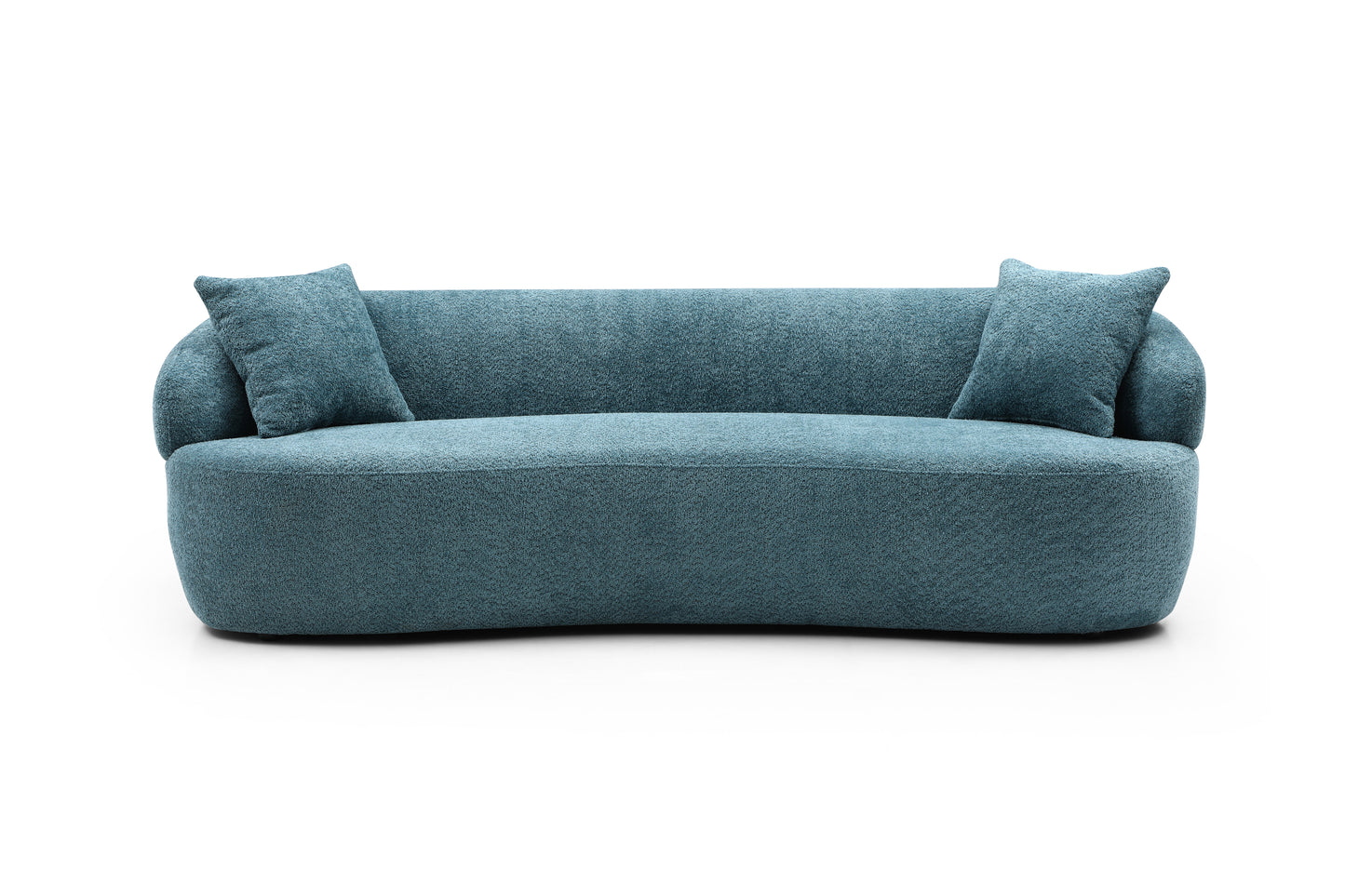 Blue Mid Century Modern Curved Sofa - primary color shot