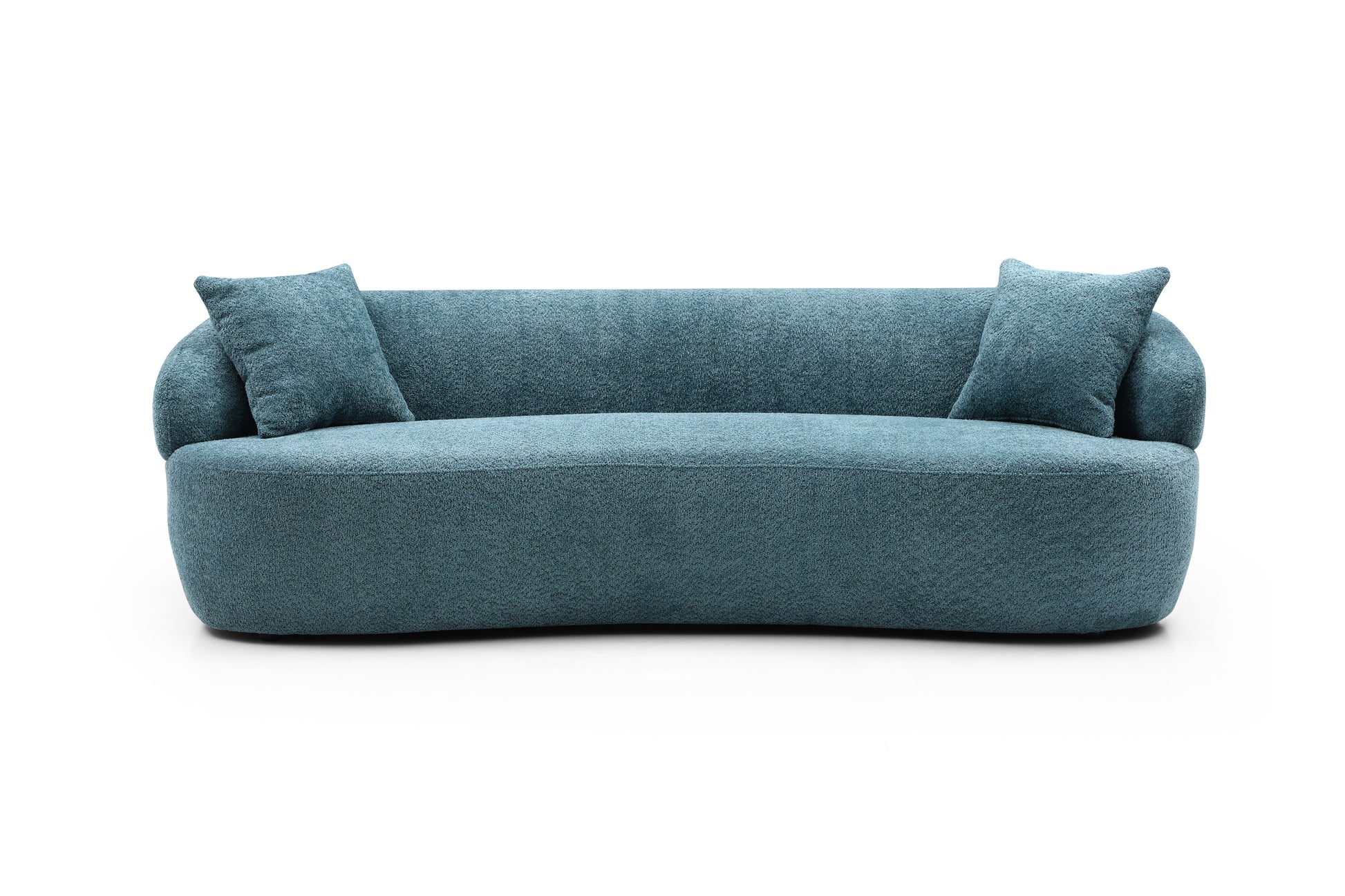 Blue Mid Century Modern Curved Sofa - primary color shot