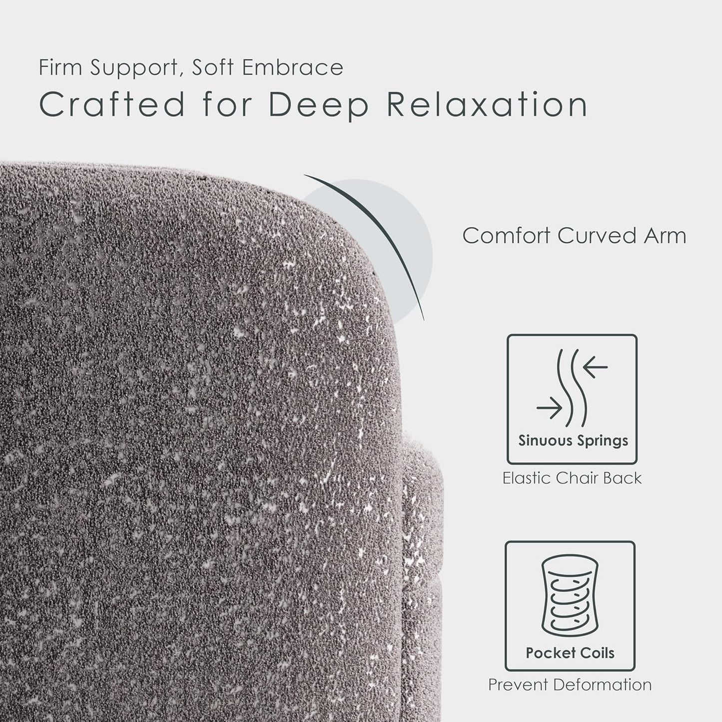 Versoix Contemporary Sofa in Charcoal Gray Boucle