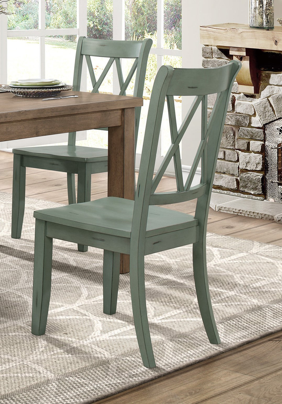 Sammy Modern Farmhouse Wooden Dining Side Chairs Set of 2