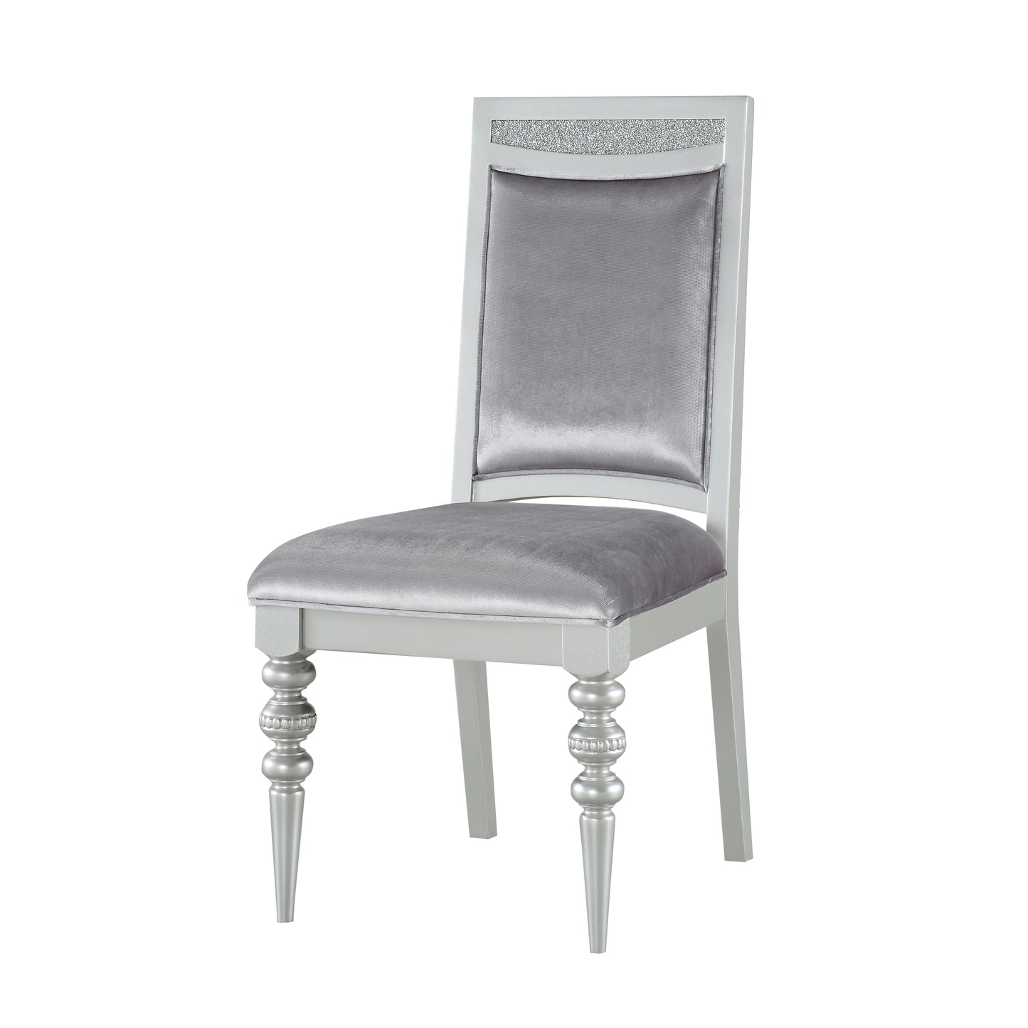 Grey and Platinum Upholstered Side Chairs Set of 2