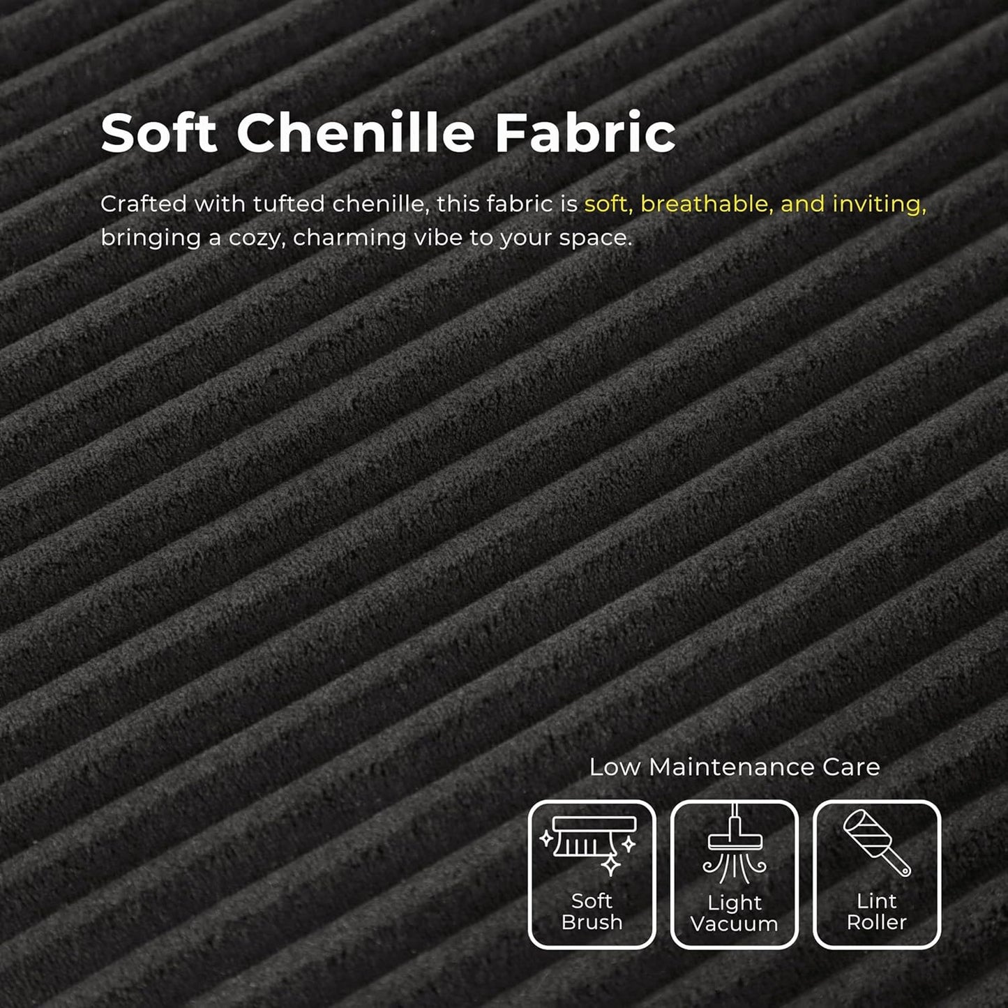 Kimara Modern Chenille Compressed Foam Sofa & Loveseat Set – Black or Gray