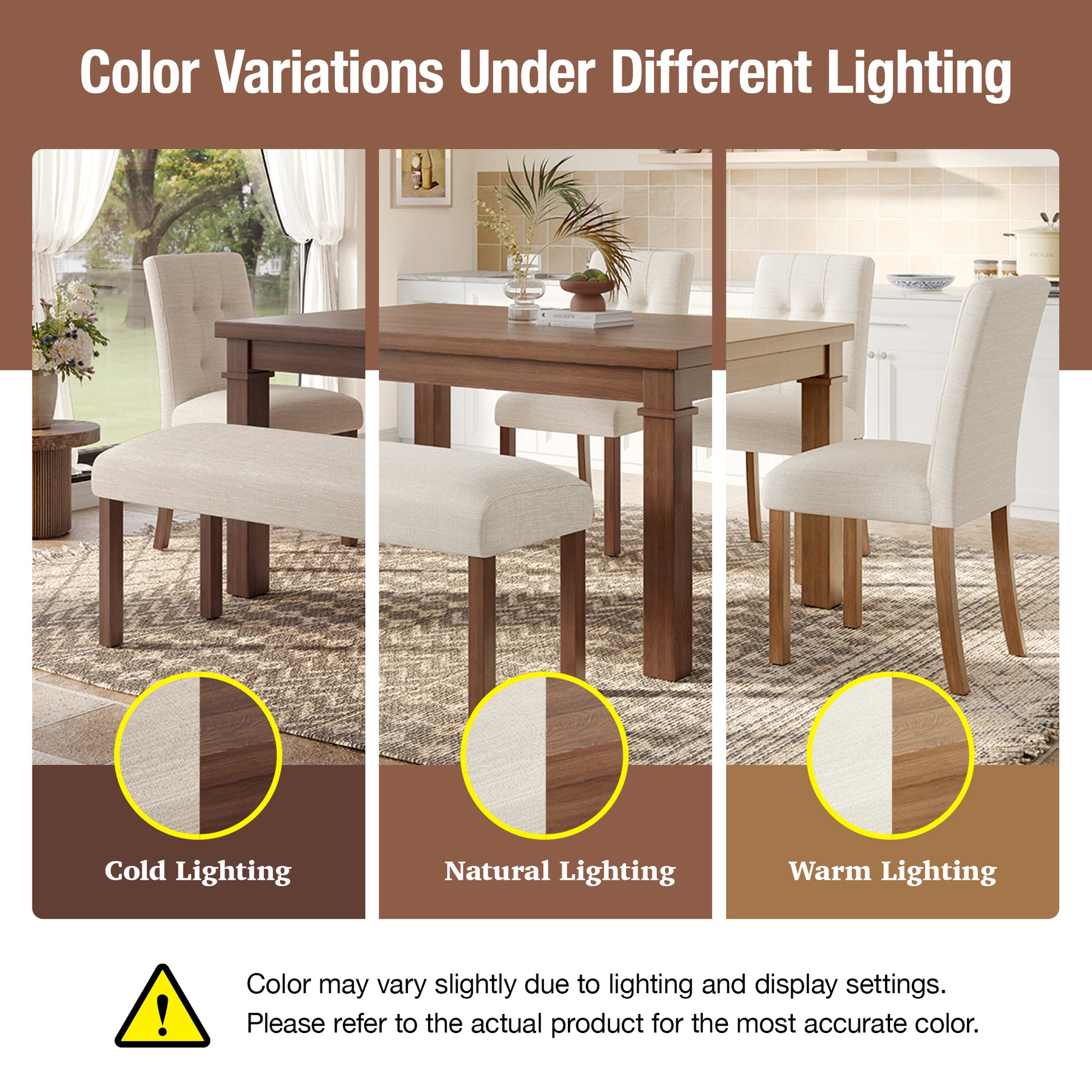 Wooden Dining Chairs Set of 4 - Walnut - detail view 3