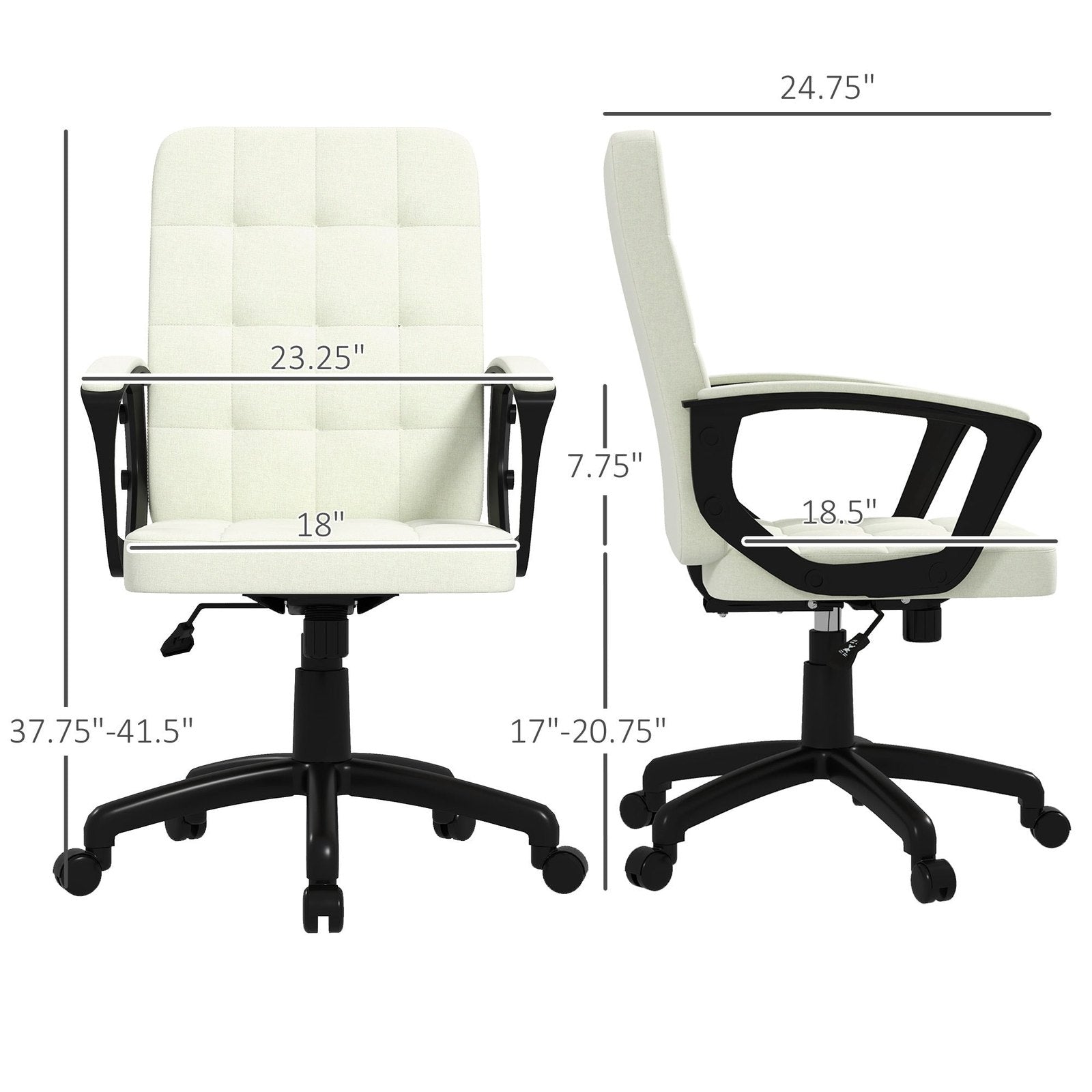 Lorena Cream White Linen Upholstered Office Chair