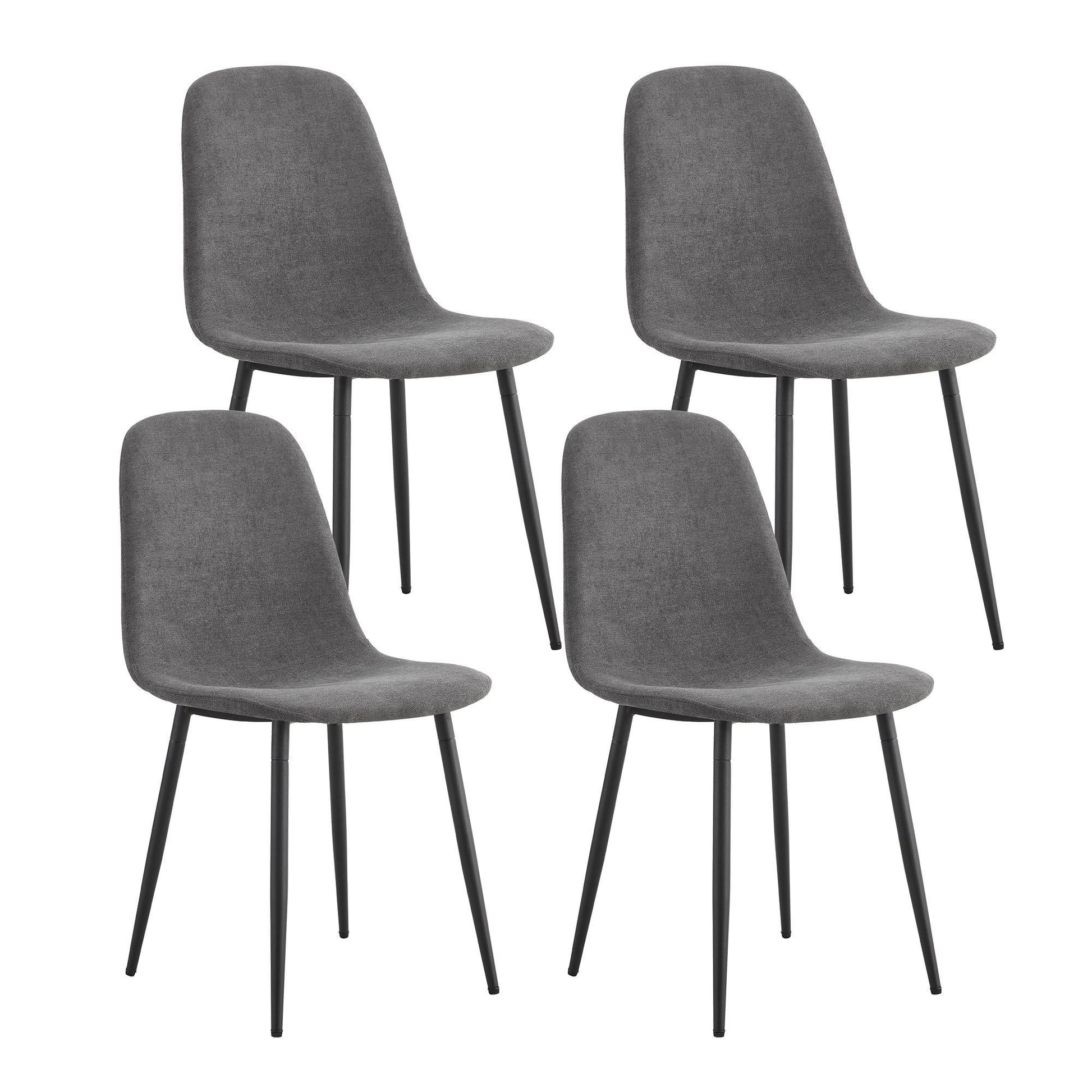 Lea Modern Minimalist Dining Side Chairs with Black Legs Set of 4