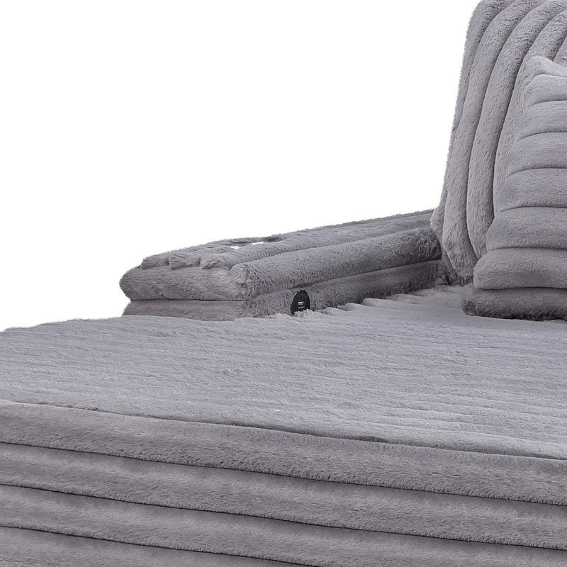 Melodia 67'w Gray Corduroy Oversized Sofa Chaise Lounge Chair with Cupholders & USB Charging Port - detail view 5