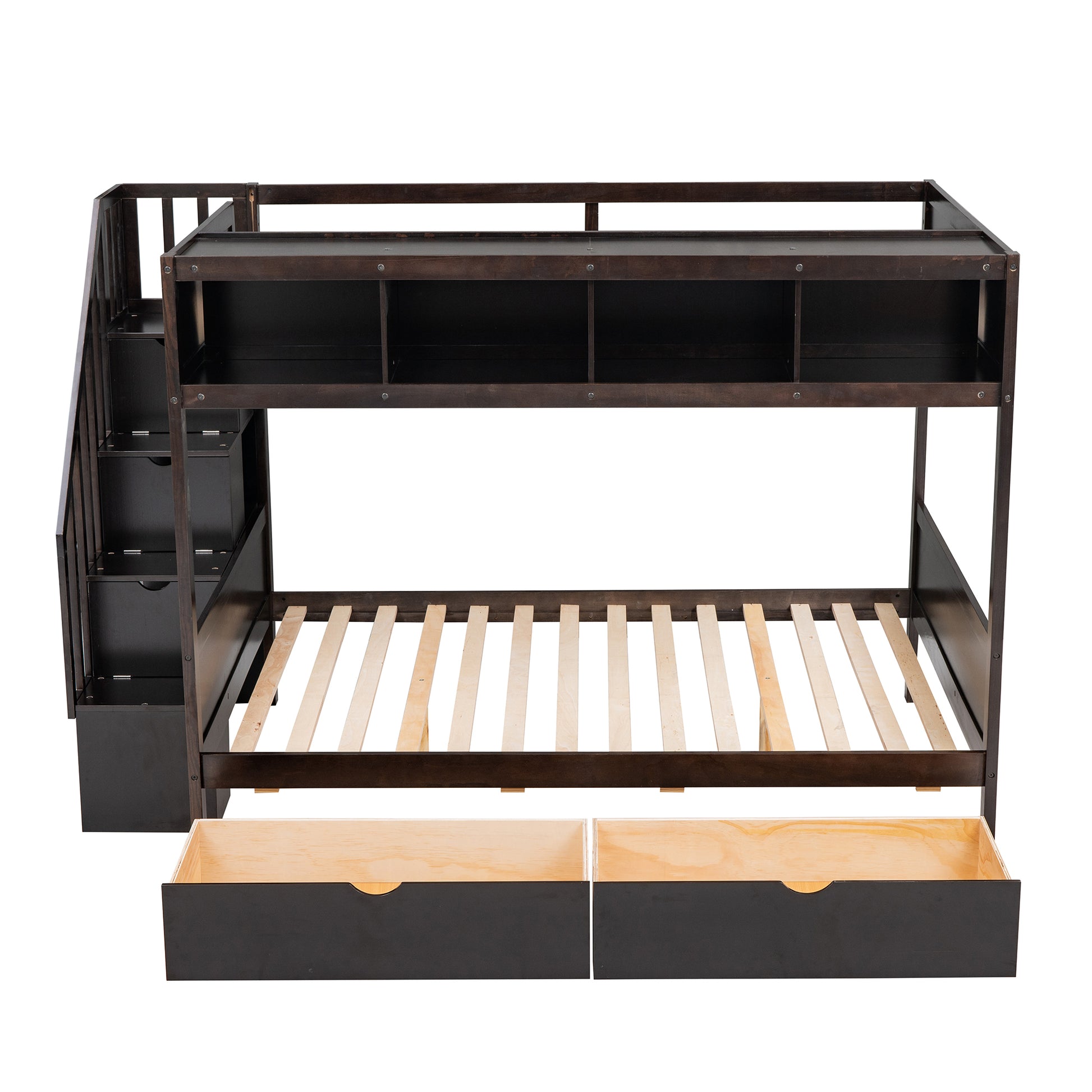 Twin over Full Bunk Bed with Shelfs - Espresso - detail view 5