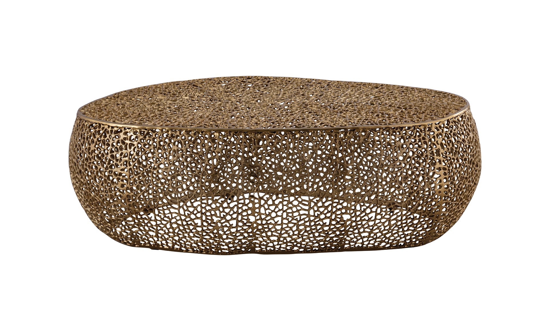 Azriel Oval Aluminum Mesh Coffee Table, Gold