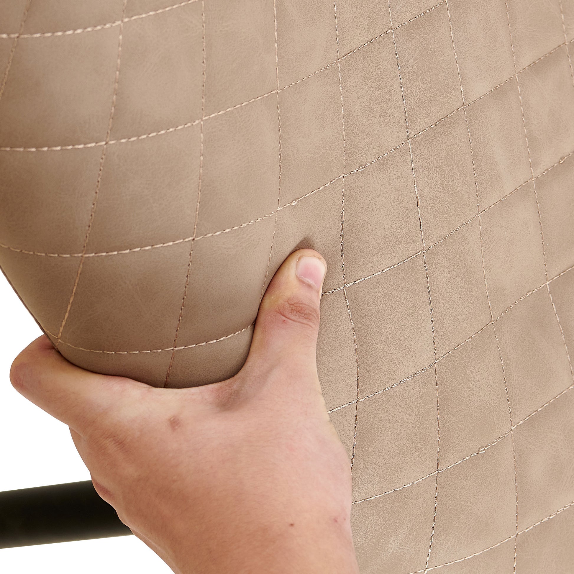 Taryn Mid-Century Modern PU Leather Side Chairs Set of 2 Beige