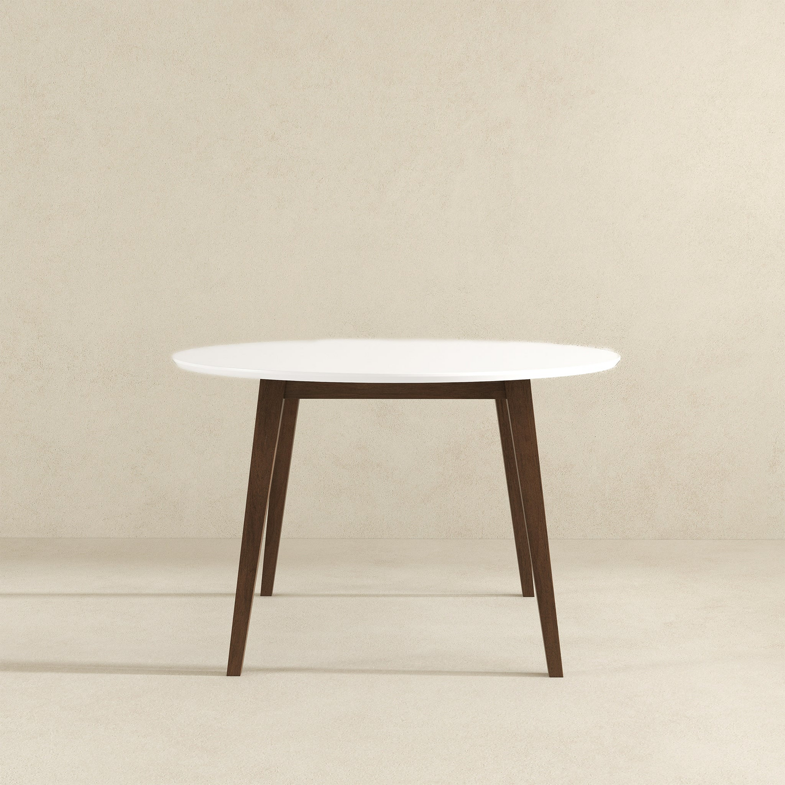 Brown and White Round Solid Wood Dining Room Table with Brown Wood Base - primary color shot