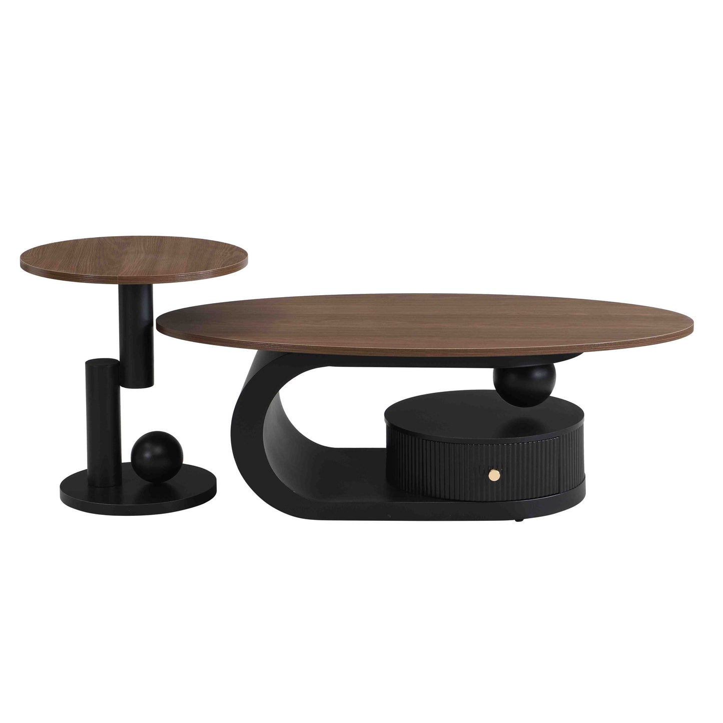 Black & Brown Steel Frame Nesting Tables with Black Legs - detail view 4