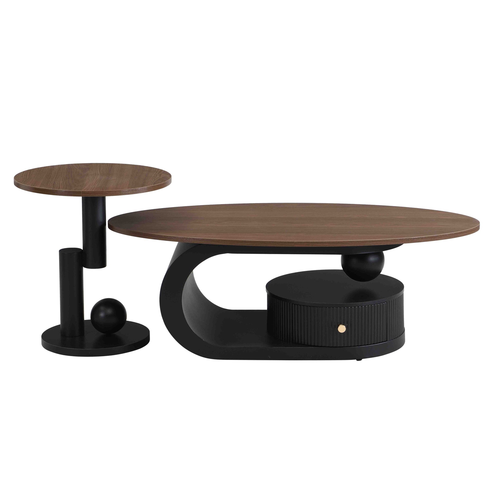 Black & Brown Steel Frame Nesting Tables with Black Legs - detail view 4