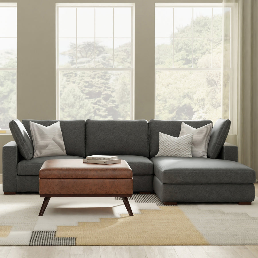 Charlie Deep Seater Right Sectional Sofa in Pebble Grey Performance Fabric, Wood Frame, 122-Inch Wide, Comfortable Seating for Up to 1,200 lbs - primary image