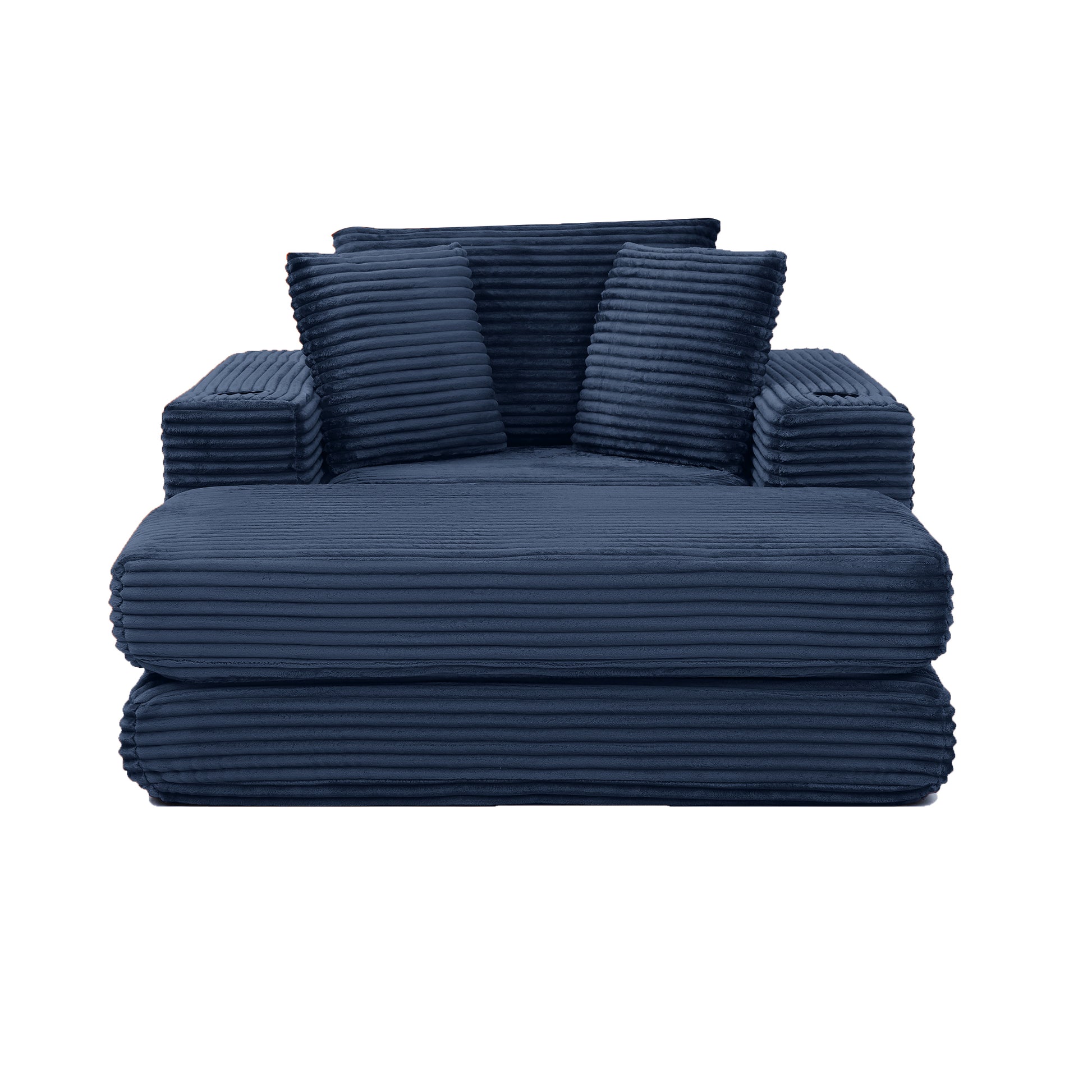52" Boneless Chaise Lounge Chair Indoor-Oversized Cloud-Like Cozy Comfy Modular 3-in-1 Sofa Bed for Reading - Blue - detail view 6