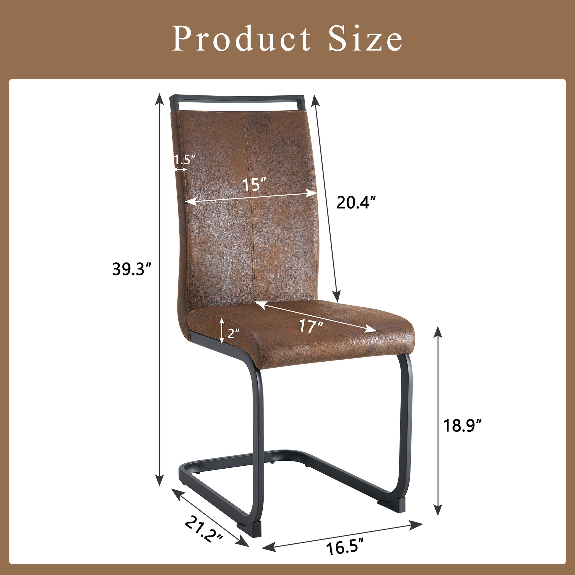 Black Upholstered Fabric Steel Frame Dining Chairs with Black Legs (set of 2) - detail view 3