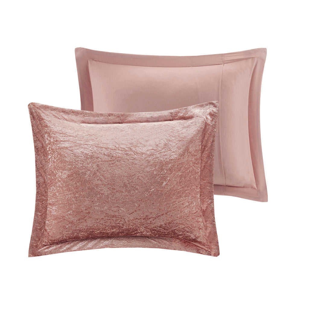 Blush Velvet Comforter Set with Throw Pillow