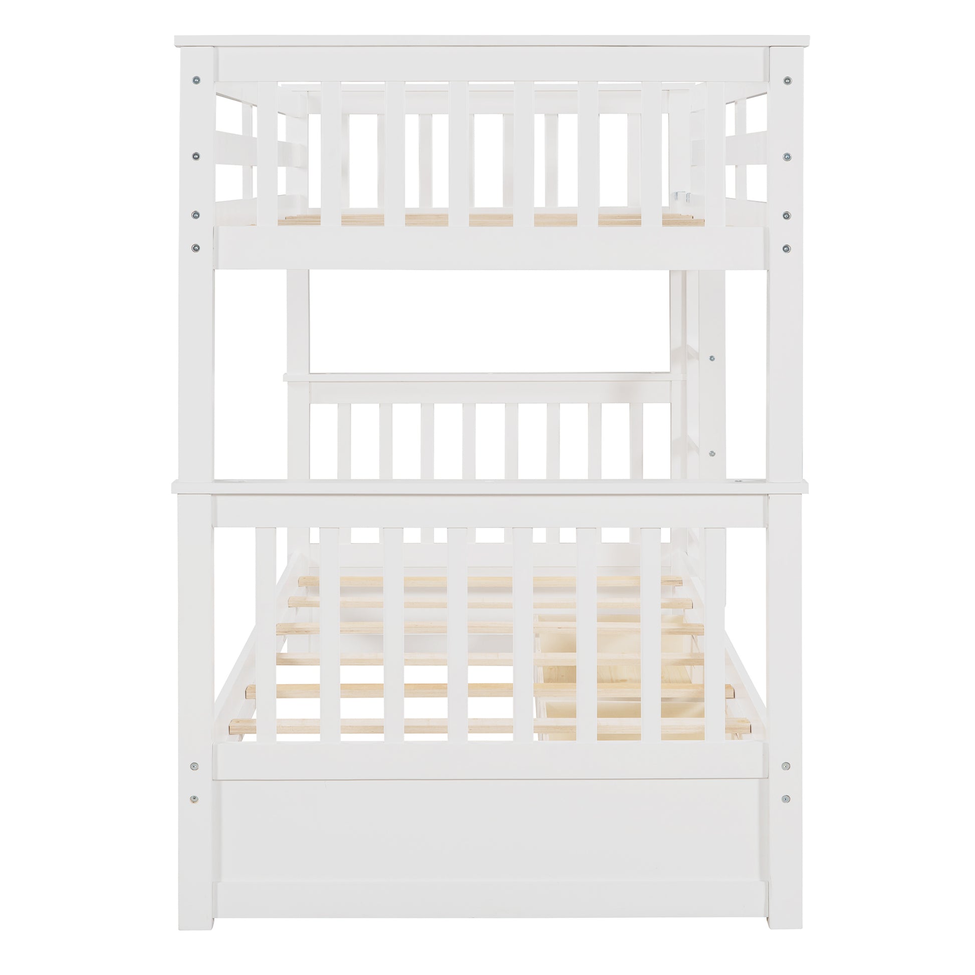 Larkspur Twin-Over-Twin Bunk Bed with Ladders and Two Storage Drawers White