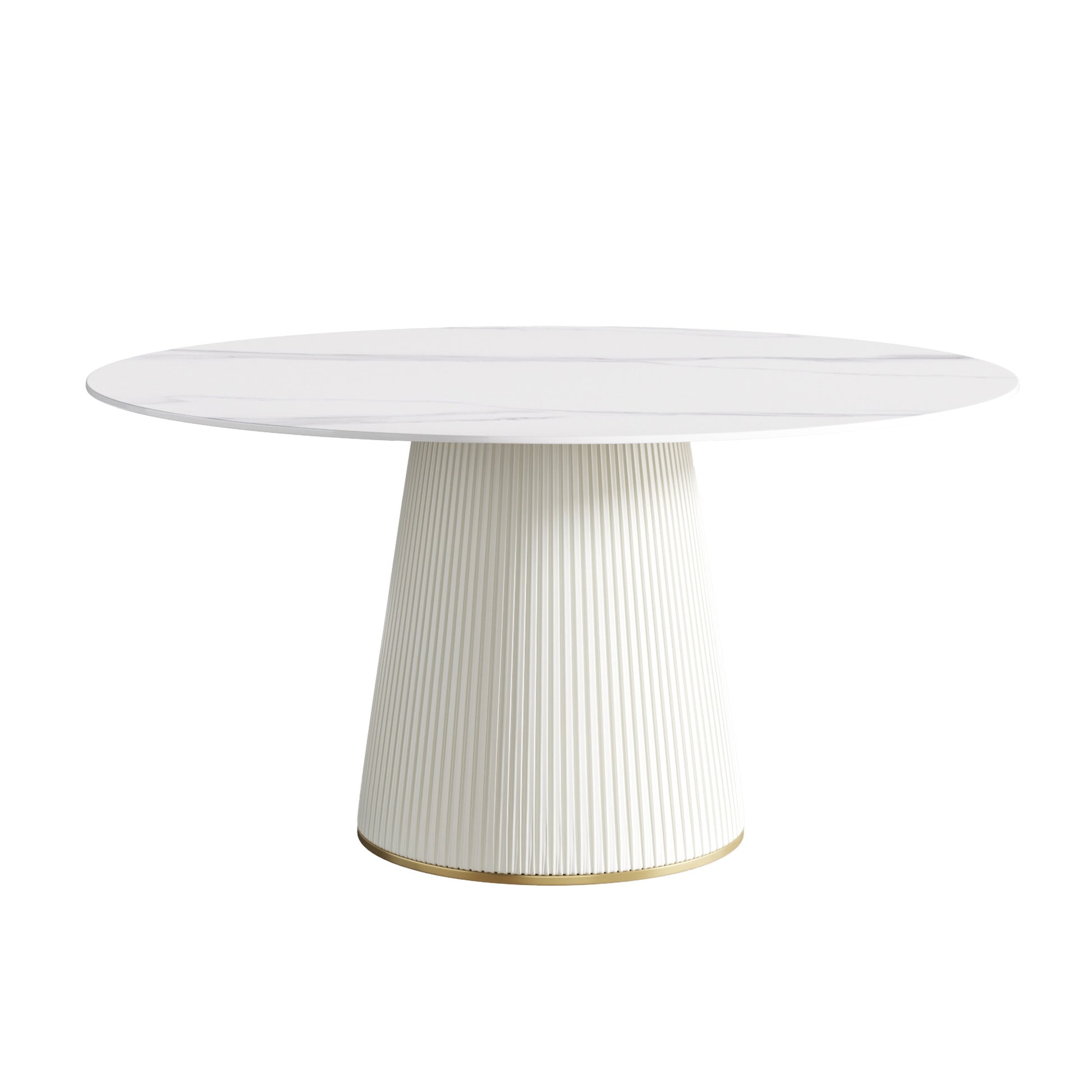 Caspian 59" Round Modern White Faux Marble Dining Table
