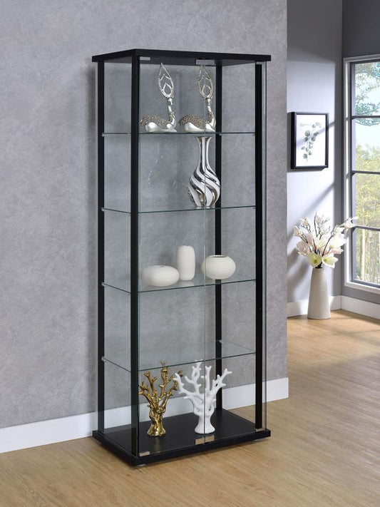 Delphinium 4-Shelf Clear Glass Curio Display Cabinet Black