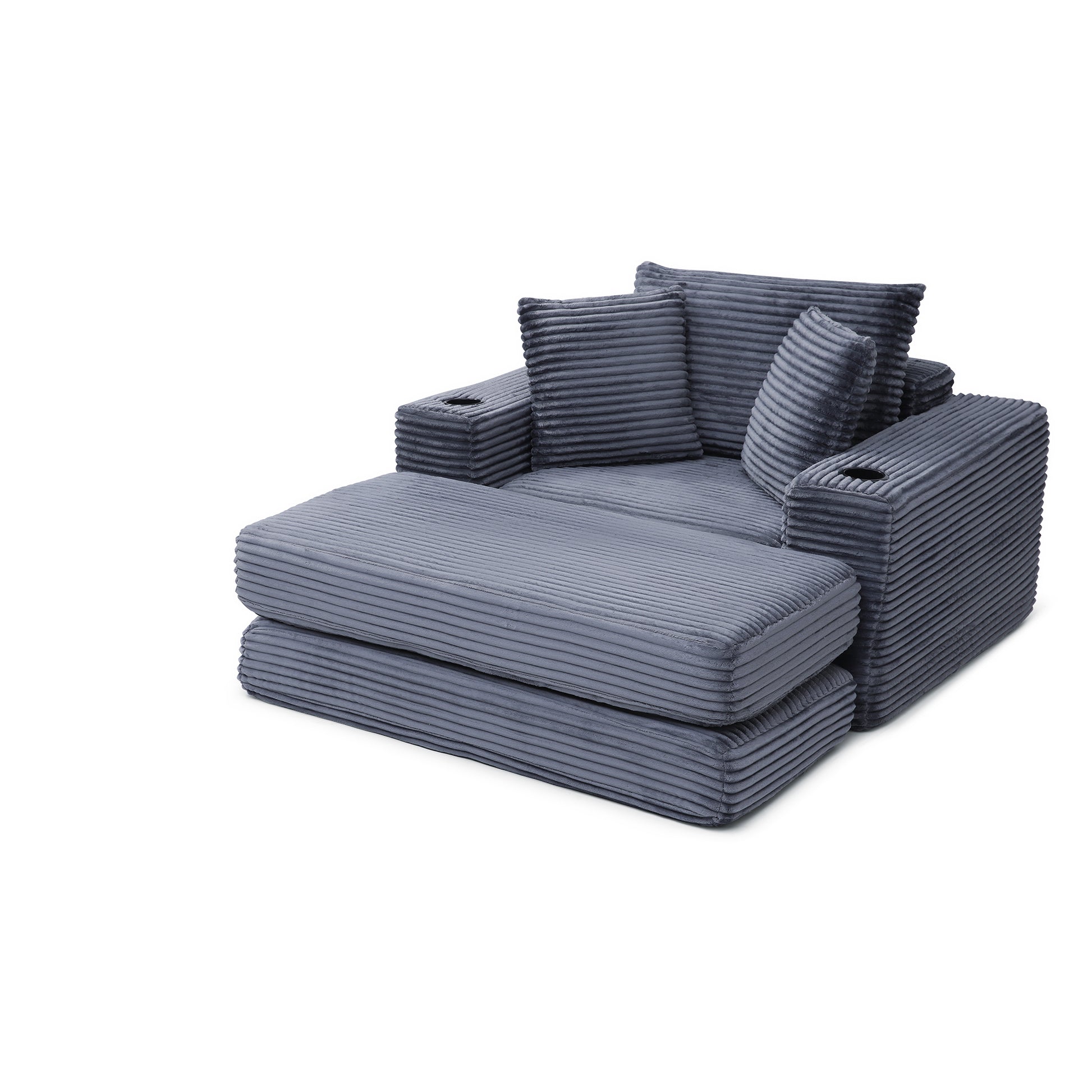 52" Boneless Chaise Lounge Chair Indoor-Oversized Cloud-Like Cozy Comfy Modular 3-in-1 Sofa Bed for Reading - Grey - detail view 7
