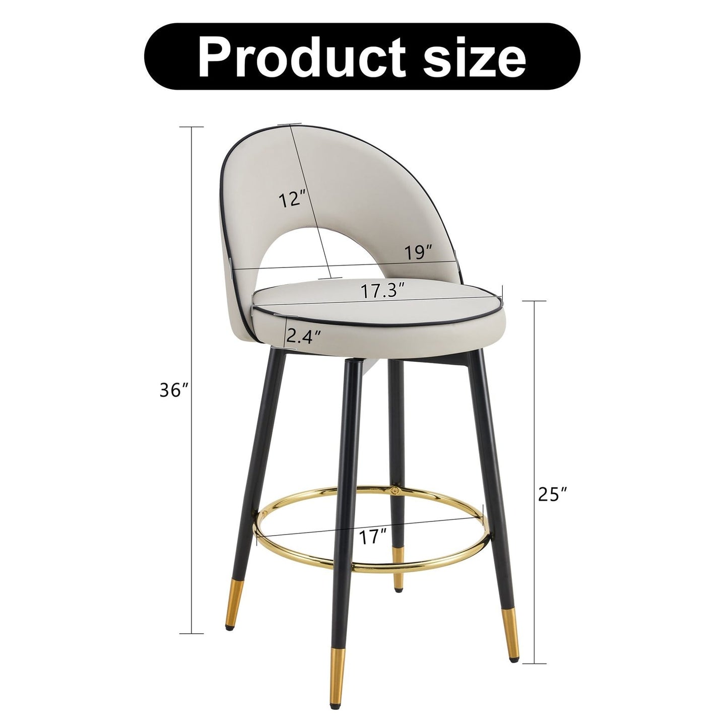 Lily 360 ° Swivel Counter Height Bar Stools, Gray