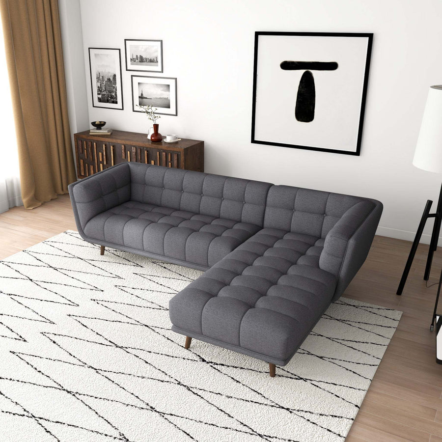 Addison Left Sectional Ash Grey Fabric Sofa - detail view 2