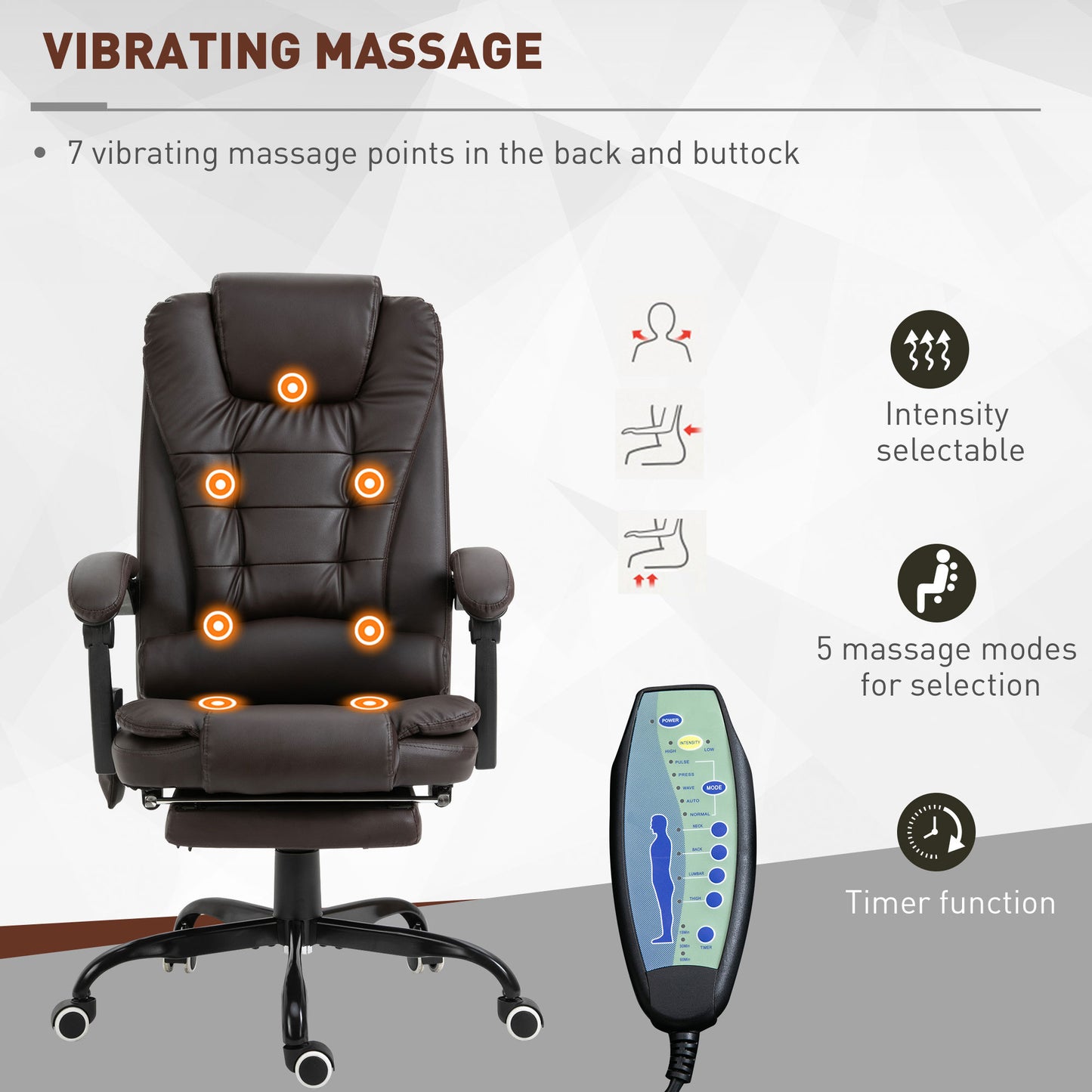 Vinsetto 7-Point Vibrating Massage Office Chair, Brown